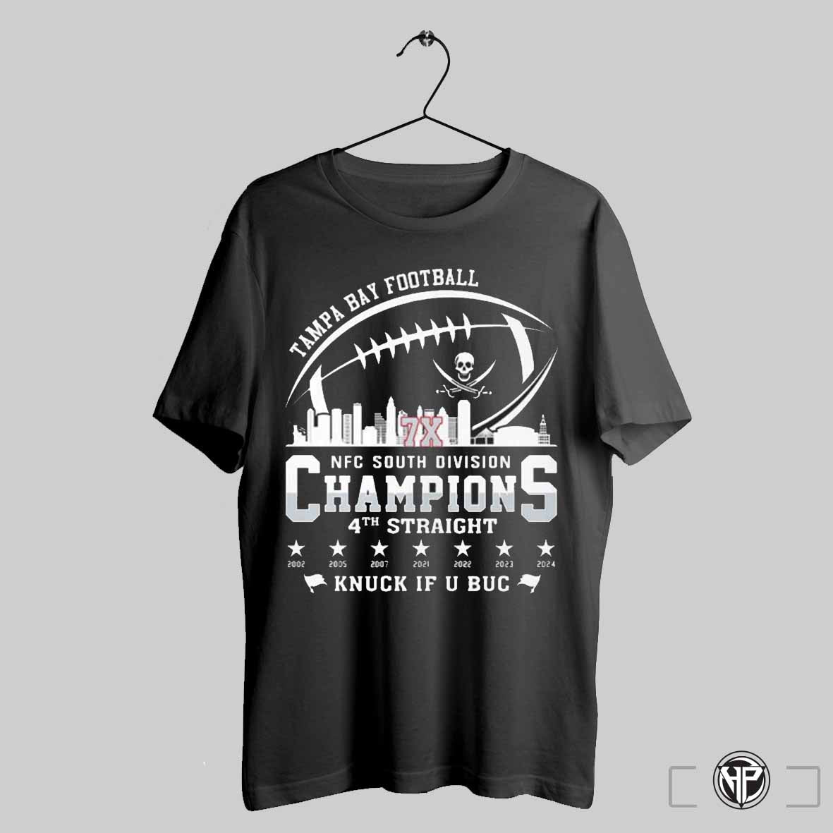 Tampa Bay Football 7x Nfc South Division Champions 4th Straight Knuck If U Bug Skyline Shirt Trendy Sweatshirt