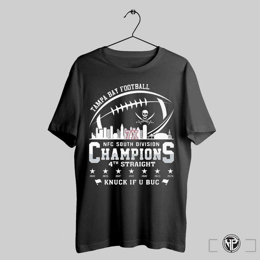 Tampa Bay Football 7x Nfc South Division Champions 4th Straight Knuck If U Bug Skyline Shirt Trendy Sweatshirt