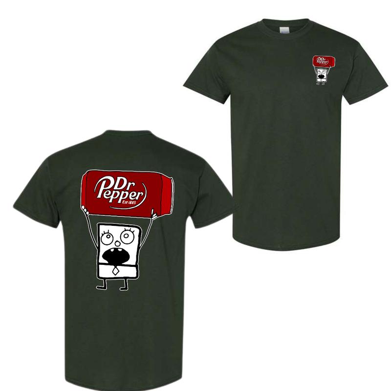Dr Pepper Doodlebob T-shirt, Doodlebob Shirt, Dr Pepper Shirt, Double Sided Graphic Printed Unisex Classic Comfort Cotton T-Shirts in all Sizes all Co