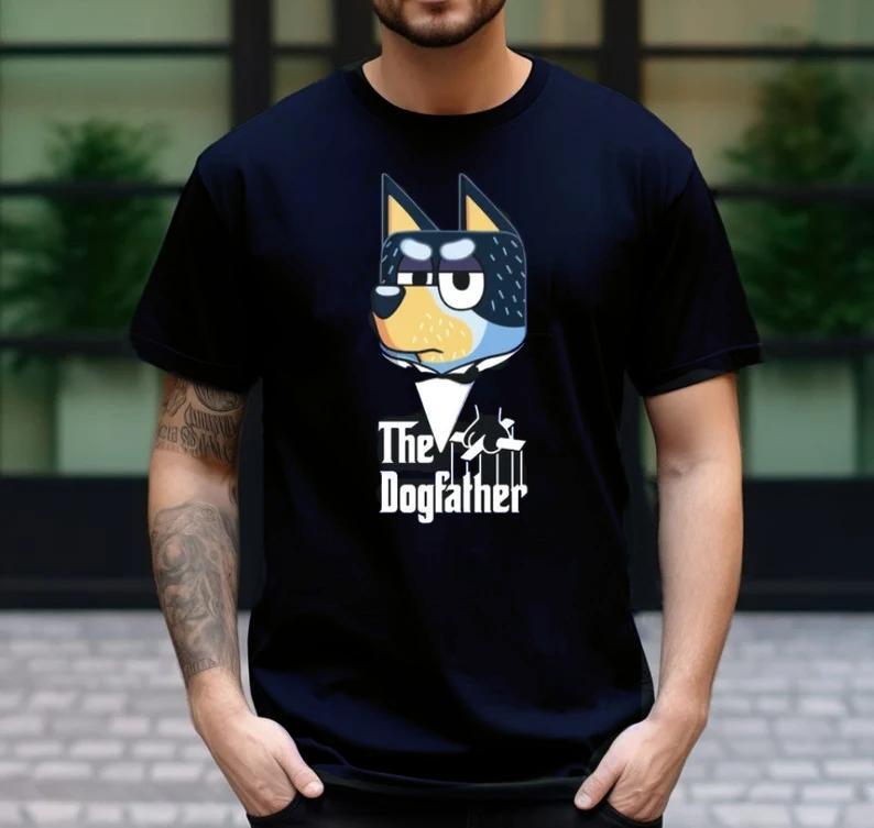Funny The DogFather Bluey Dad Shirt, Vintage Cool Dad Club T-Shirt, Bluey Family Father's Day Gift For Him, Menswear Cotton Top Design