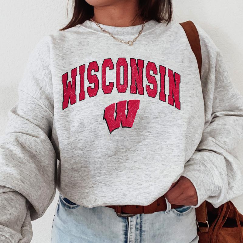 Wisconsin Badgers Vintage Football NCAA Trendy Sweatshirt, University of Wisconsin Unisex Football NCAA Shirt, Gift For Men, Gift For Girls, Crewneck, Cotton, Sweaters, Pullover