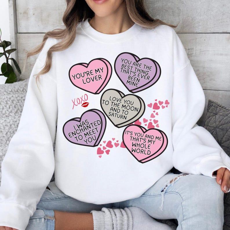Valentine hearts TshirtSweatshirtHoodie, Trendy valentine Tshirt, Heart Sticker Shirt