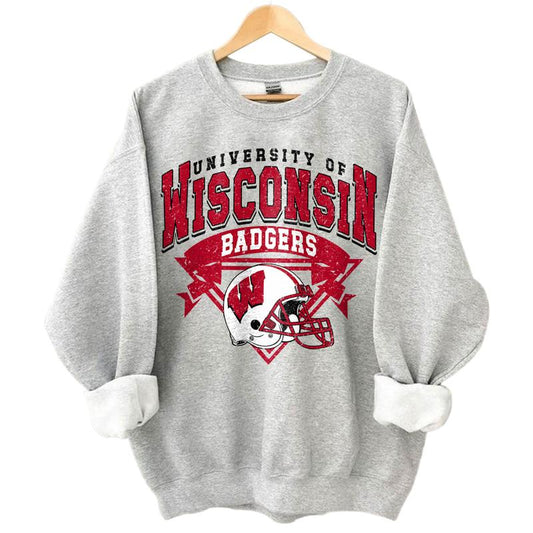 Vintage Wisconsin Badgers NCAA Football Team Shirts, Graphic University of Wisconsin Sport Team Shirt, Gift Top Unisex Cotton Shirt For Fan,Men, Women