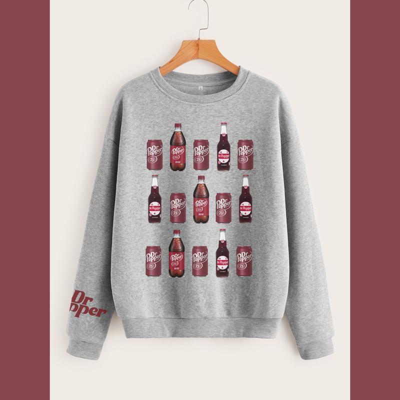Retro Soda Can Crewneck Sweatshirt, Vintage Dr Pepper Can Sweatshirt Fabric Sweaters