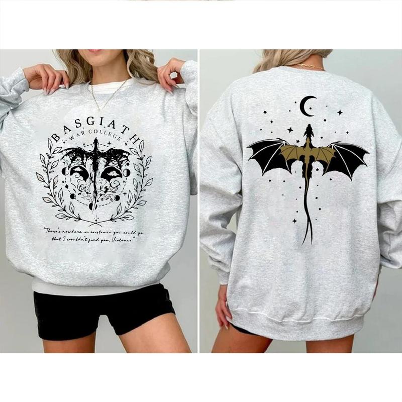 Basgiath War College Double-Sided Sweatshirt, Violet Sorrengail Bookish Shirt Fourth Wing Shirt, Bookish Dragon Rider Shirt, Book Lover T-Shirt, Booki