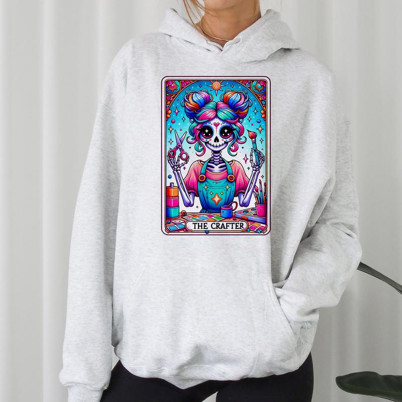 The Crafter Tarot- Unisex Crewneck Sweatshirt - Print is Sublimation, Christmas Crewneck, Gift Idea, Relaxed Fit, Casual Apparel