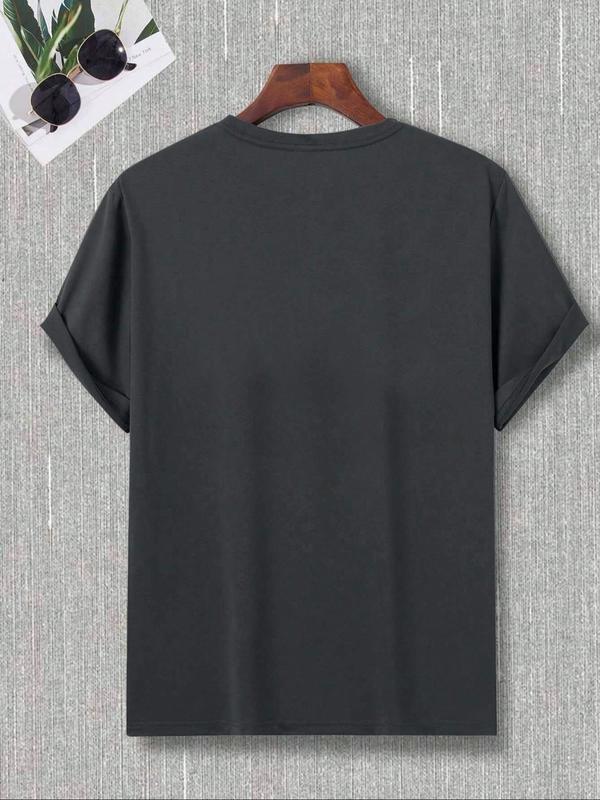 Men's Letter Print Round Neck Tee, Summer Clothes, Regular Fit Casual Short Sleeve Crew Neck T-shirt for Summer, Graphic Tees, Men's T Shirts, Summer Clothing, Fashion Men's Top for Daily Wear