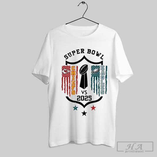Premium Chiefs Vs Eagles Super Bowl 2025 Super Bowl Lix American Flag T Shirt