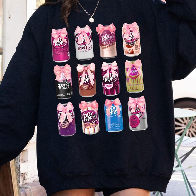 Dr Pepper Sweatshirt T shirt Hoodie, Coquette Bow Cans Dr Pepper, Soda Can Shirt, Pink Bow Dr Pepper Cans Shirt, Soft Drinks Lover Gifts, Dr Pepper Lo