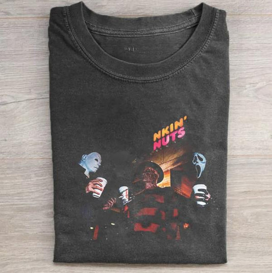 Vintage Halloween Graphic T-shirt, Ghost Face X Michael Myers X Freddy Krueger Tee, Horror Movie Shirt, Horror Character, Funny Halloween Shirt, Unise