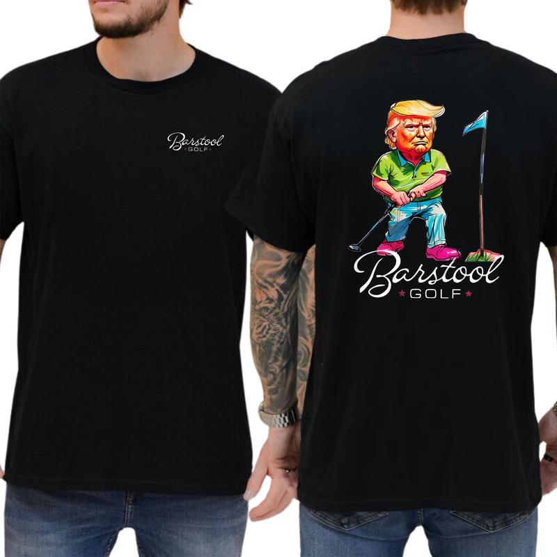 Funny Trump Golf 2-Sided Shirt, Men's Golfing Tee, 45 47 Trump T-shirt, MAGA Republican Tshirt, Unisex Golfer Tops, Classic Cotton Casual Menswear