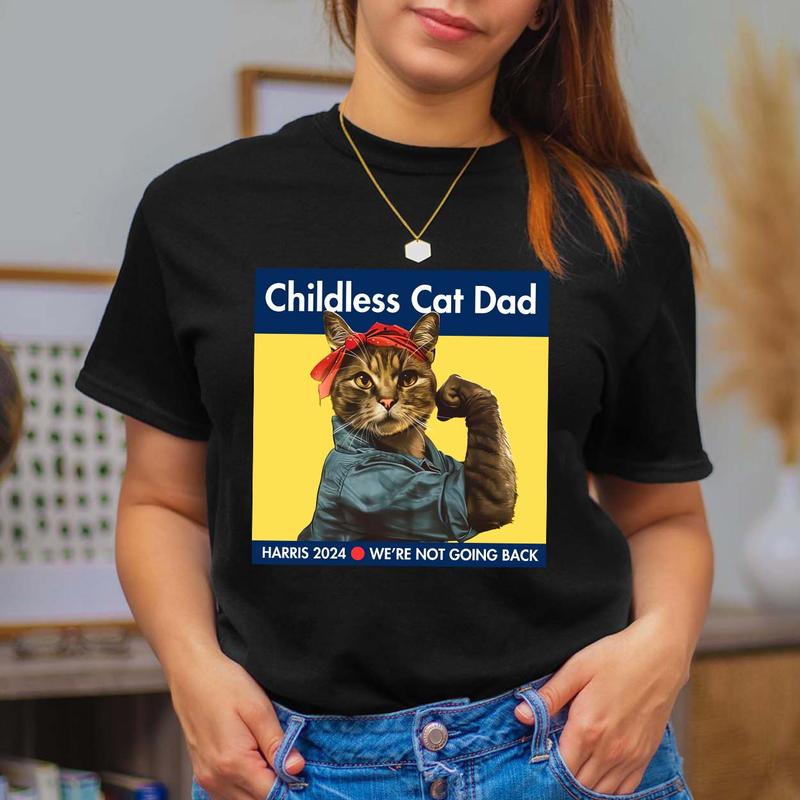 Childless Cat Dad Shirt, Harris Walz 2024 Cat T-Shirt, Cat Dad For Men, Holiday Gift, Kamala For The People, Vice President TShirt