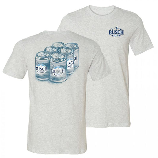 BUSCH LIGHT, BEER, Busch Light Six Pack Front and Back Print T-Shirt, Busch Light Beer Tshirt, Casual Graphic Round Neck T-shirt for Summer, Fashion f