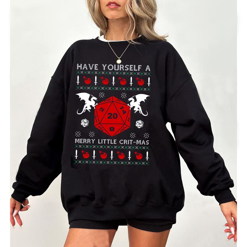 Dungeon Dragons Christmas Sweatshirt, Dungeon Dragons Dnd T Shirt, Merry Christmas Sweater, Christmas Gift for Gamer, Holiday Video Games Shirt