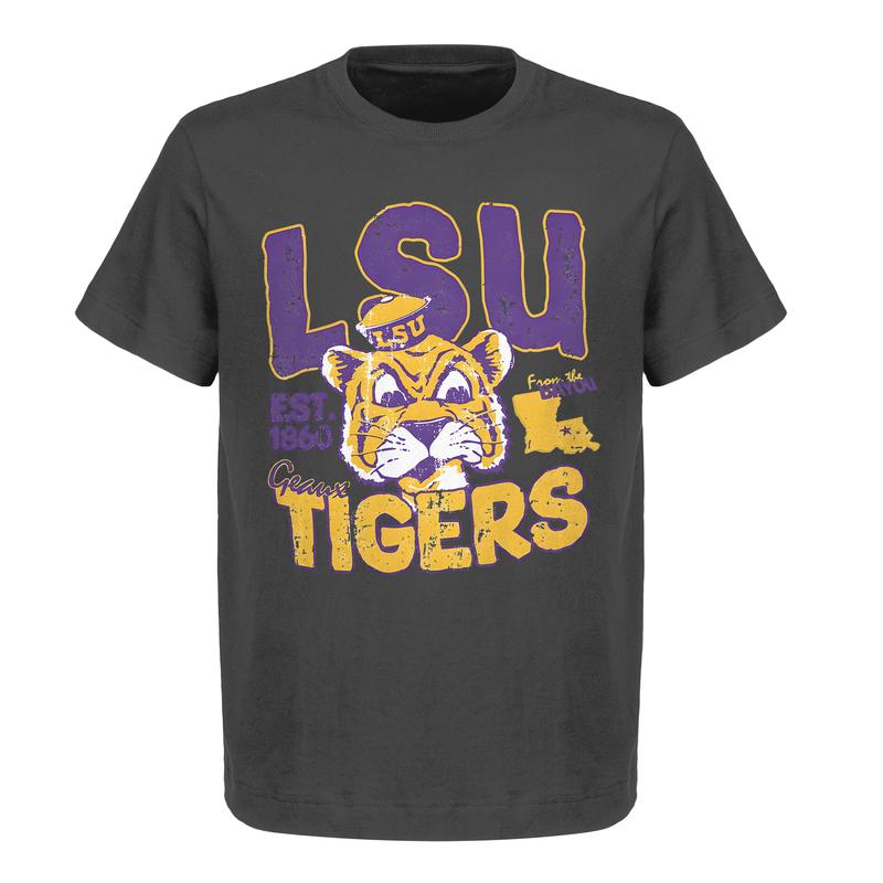 LSU Geaux Tigers Est. 1860 Bayou Crew Neck T-Shirt - Vintage Gildan 5000 Heavy Cotton Tee for Men & Women  Ideal for College Football Fans