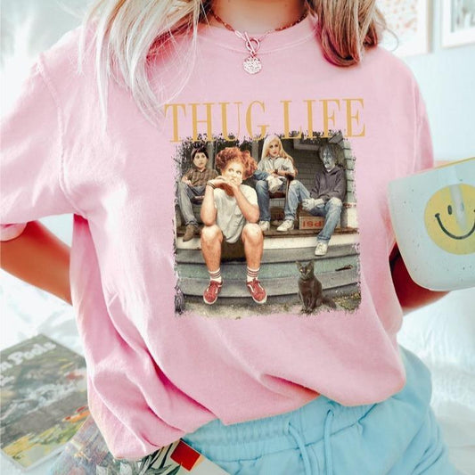 Thug Life Halloween Shirt, Retro  Movie Shirt, Retro Halloween Character TShirt  Cotton Womenswear