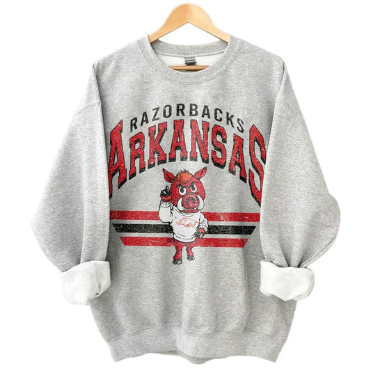 Arkansas Razorbacks Vintage Football NCAA Sweatshirt - Tshirt - Hoodie, University of Arkansas Unisex Football NCAA Shirt, Unisex Vintage NCAA Shirt, Classic Football Shirt, Gifts For Football Fan Sport, Cotton, Sweatshirt, T-Shirt, Hoodie