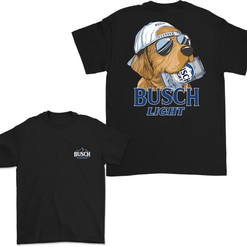 Busch Light Hunting Dog 2 Sided T-shirt, Busch Light T-Shirt Full Color For Men and Women, Unisex Outdoors Funny Beer Printed T-shirt