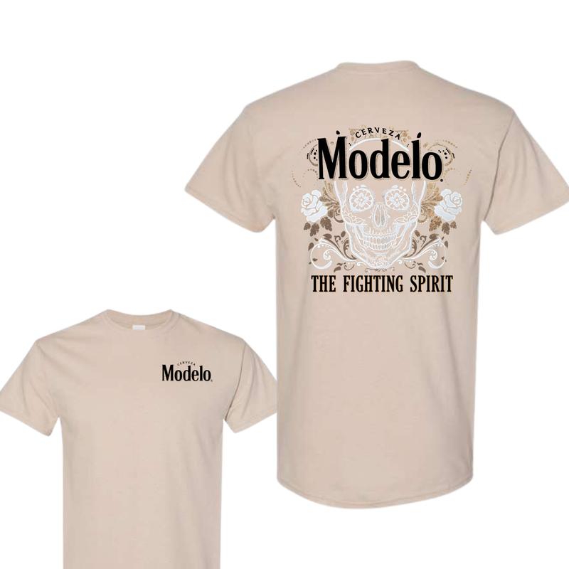 Modelo Skull Front and Back T-Shirt, Graphic Tee for Mens Classic Cotton