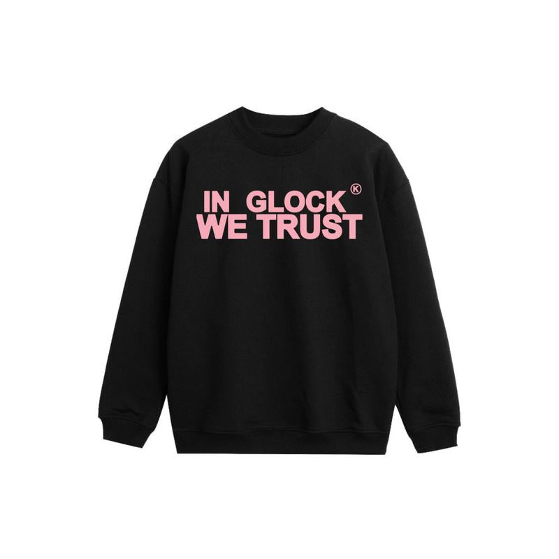 IN GLOCK WE TRUST 2 side Hoodie,Design color Light Pink, Hoodie For Men, Menswear Top , GIft For Men,Full color,Hoodie & sweaters