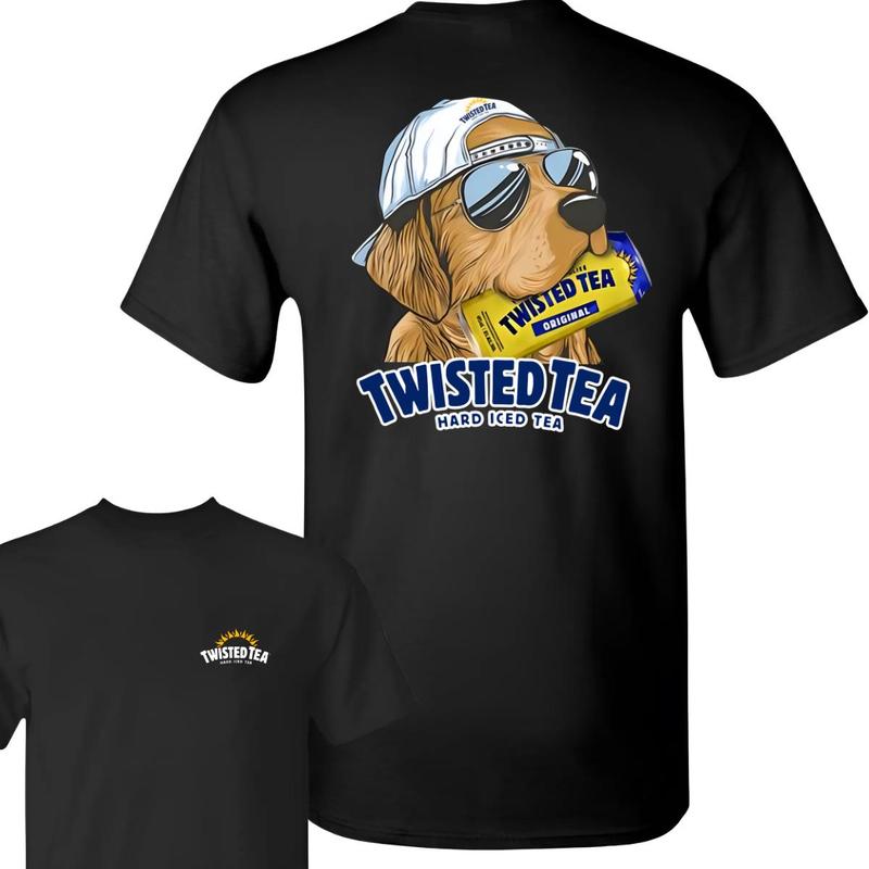 Twisted Tea Hunting Dog 2 Sided T-shirt, Twisted Tea T-Shirt Full Color For Men and Women, Unisex Outdoors Funny Beer Printed T-shirt