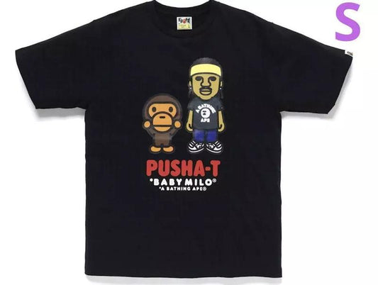 Hot 20Ss Bape Pusha T Baby Milo T-shirt Black Cotton T-shirt