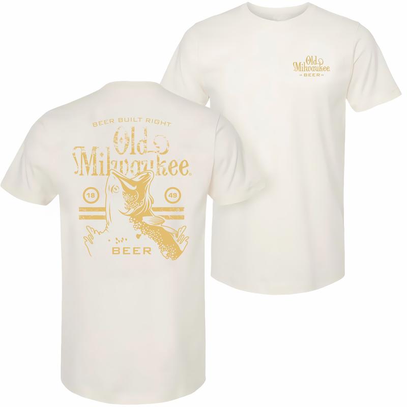 Old Milwaukee - Beer Built Right, Bass Fishing 2-sided T-shirt - Dynamic Prints - Pick Your Color - Unisex Clothing Choices - Trendy To Timeless - Ful