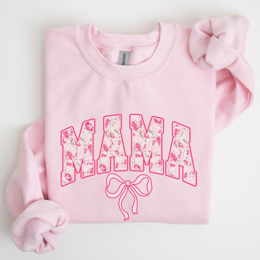 Mama, Coquette, Pink Bows, Trend, Girly, Soft Girl Era Sweatshirt, Women's Crew Neck, Crewneck Casual Comfort Womenswear ComfortableÃ‚Â Graphic