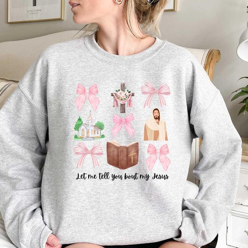 Let Me Tell You About My Jesus Coquette Christian Sweatshirt, Christian Jesus Girly Unisex Tee