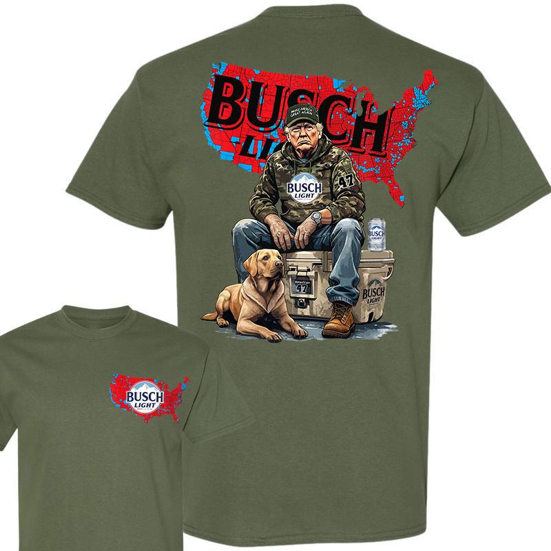 Busch Light Trump Hunting Camo Map Unisex Shirt,US Presidential Election 2024 Map Shirt, Trump won 47th president Election 2024 Shirt, Busch Light Trump With Local Boy Cotton hoodie