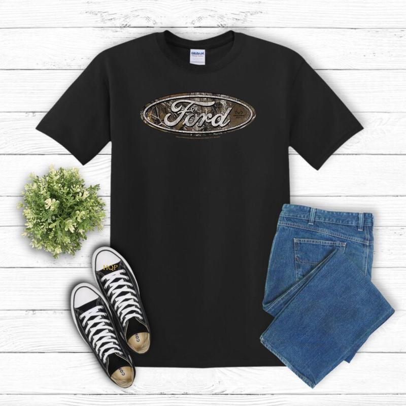 Ford Logo Realtree Camo Logo Gildan-Unisex T-Shirt Cotton Fabric