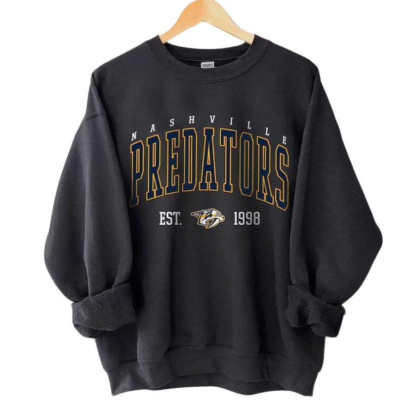 Nashville Crewneck | Vintage Style Predators Sweatshirt | Nashville Hockeys Crewneck | College Sweatshirt