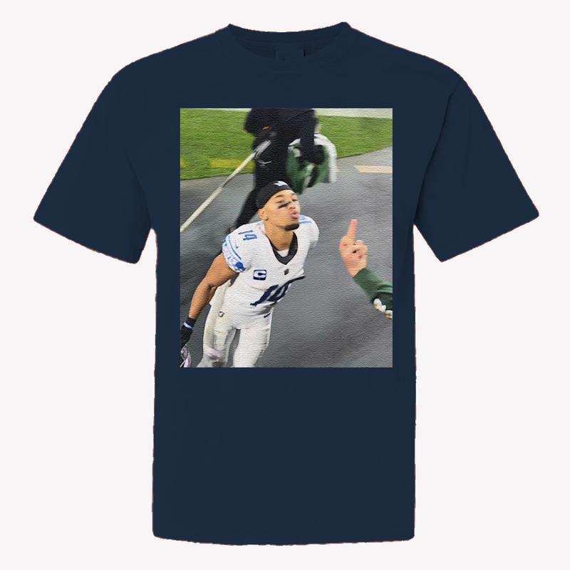 Detroit Football Amon-Ra St Brown Kiss Meme Unisex T-Shirt, Detroit Fan Tee, Funny Football Shirt, Gildan Full Size Color