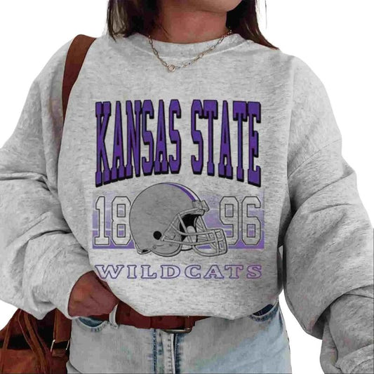 Kansas State Wildcats Retro Helmet University College NCAA Football T-Shirt Unisex Sweatshirt Cotton Fabric