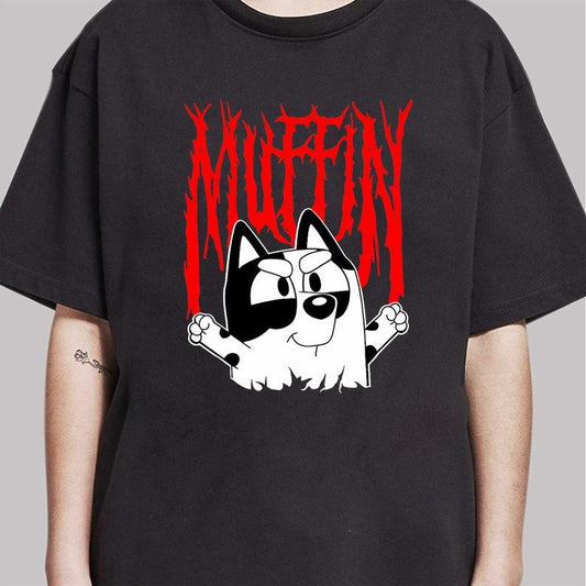 Bluey Muffin Metal Shirt, Muffin Emotions Shirt, Muffin Heeler Shirt, Graphic Printed Unisex Classic Comfort Cotton TShirt in all sizes and colors for