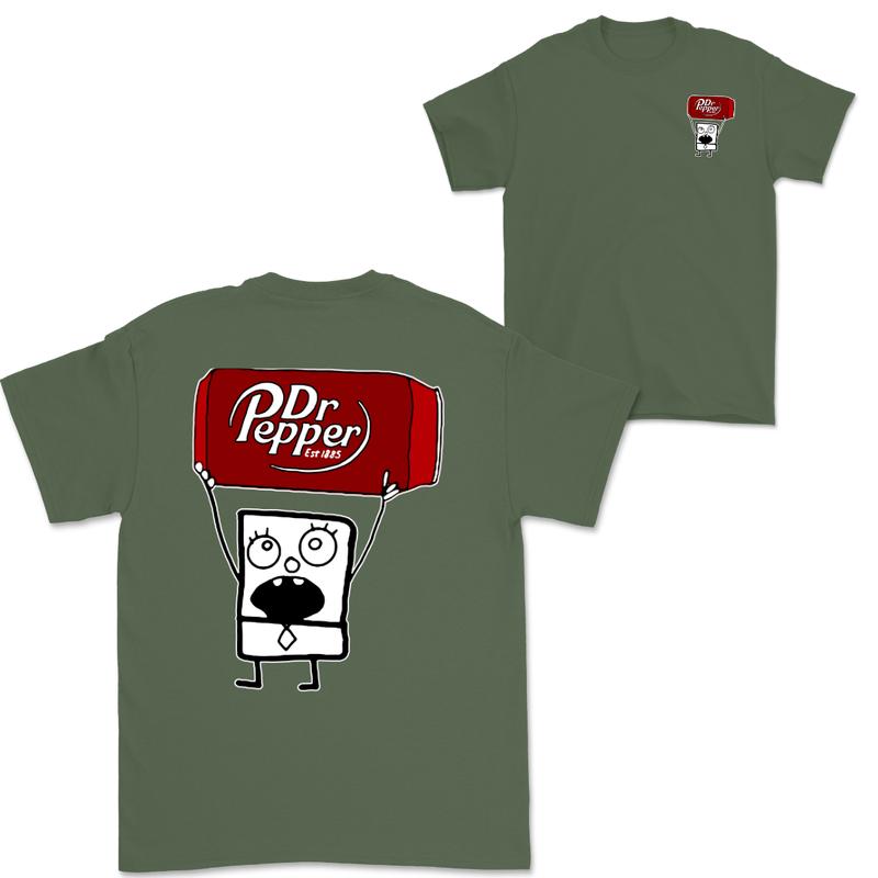 Dr Pepper Doodlebob T-shirt , Doodlebob Shirt, Dr Pepper Shirt, Double Sided Graphic Printed Unisex Classic  Cotton T-Shirts in all Sizes all Colors f