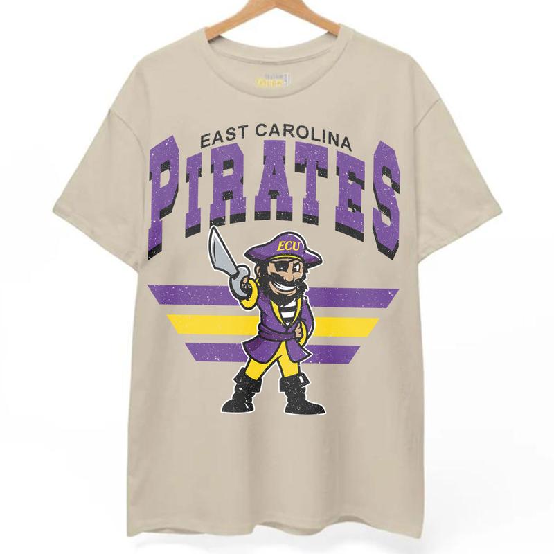 East Carolina Pirates Vintage NCAA Sweatshirt, University Football Shirt, Classic Gift for Fans, Men, Women, Unisex Cotton T-Shirt, Vintage Style