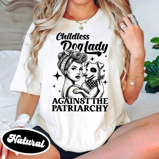 Childless Dog Lady Vintage T-Shirt, Against Fascism Shirt, Rocker Tee, Vote 2024, Feminist Voting Shirt Top Womenswear
