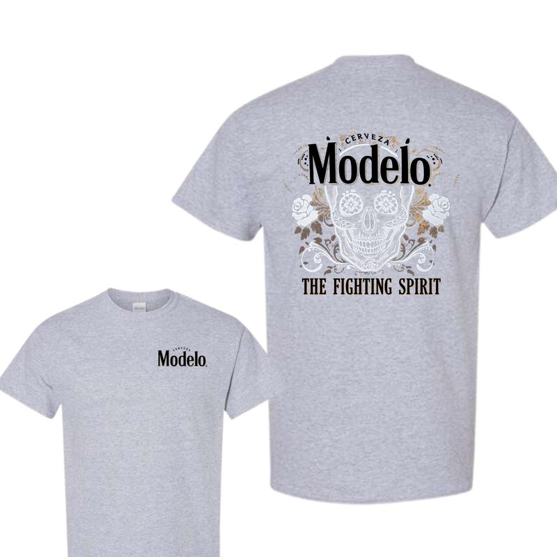 Modelo Skull Front and Back T-Shirt, Graphic Tee for Mens Classic Cotton