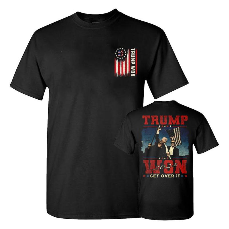 Trump Won Get Over It 2024 Shirt, Trump Victory Shirt, Trump Won 45 47Th President Usa Flag T-Shirt, After Election 2024, Gift For Trump Fans