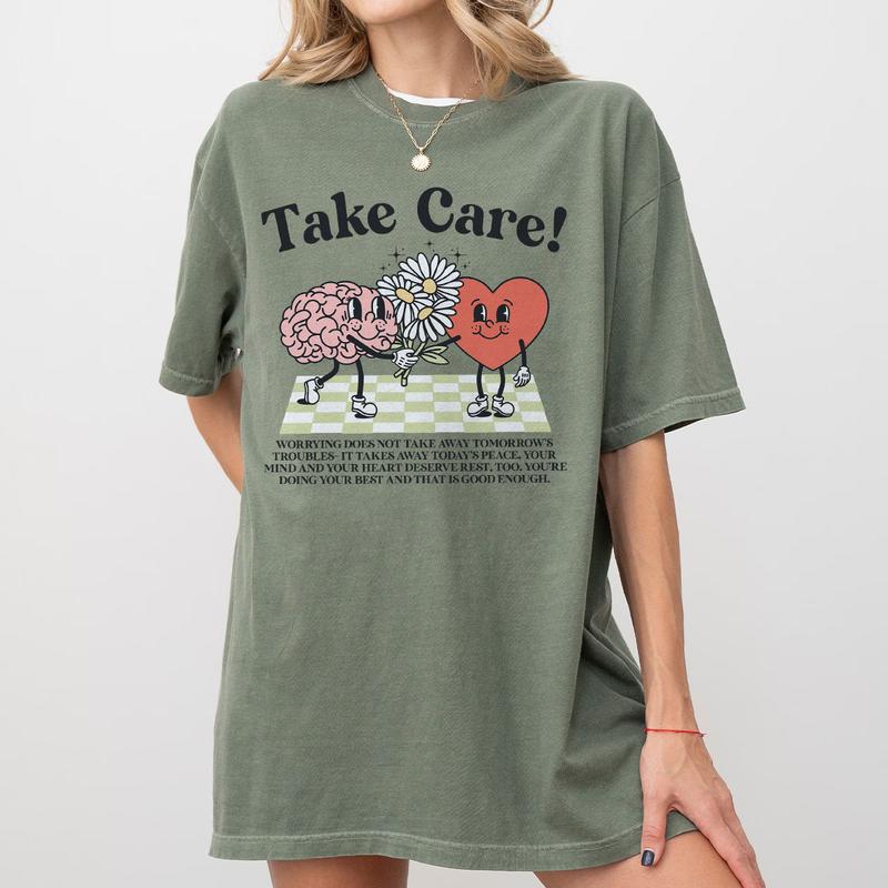 Take Care Comfort Tee, CMental Health Graphic Tee, Retro Mental Health Awareness Shirt, Be Kind Shirt, Inspirational Shirt, Motivational Shirt, Positive T-Shirt, Mental Health Women Tops