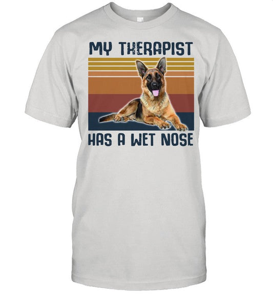 German Shepherd my therapist has a wet nose vintage shirt_1