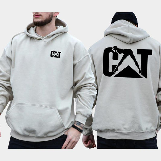 Men's Cat With Woman Hoodie 2-Sided, Cat Women Sweatshirt for Men, Cotton Long Sleeve Pullover, Funny Adult Humor Tops, Classic Casual Menswear