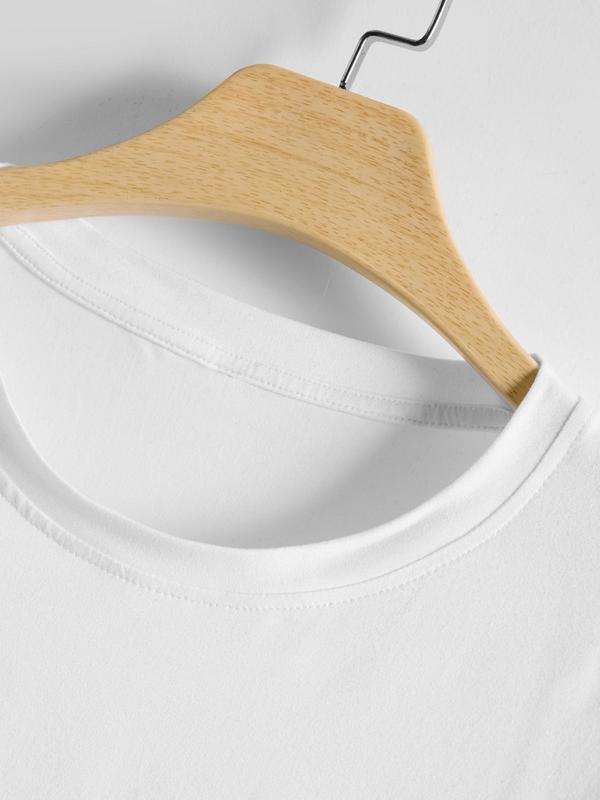 Men's Letter Print Round Neck Graphic Tee, Regular Fit Casual Drop Shoulder Short Sleeve T-shirt for Summer, Men's Top for Daily Wear