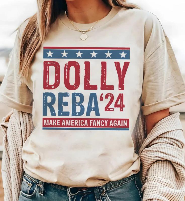 Dolly Reba 2024 Shirt, Election Tee, 4th of July Presidential Shirt, Campaign T-Shirt, Gift for Him, Gift for Her, Crew Neck, Trending T-shirt