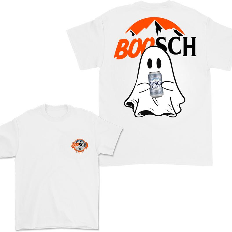 Boosh Light Boo Ghost Cute Halloween 2 Sided T-Shirt, Busch Light Halloween Shirt For Men And Women, Halloween Cute Ghost Trendy Shirt