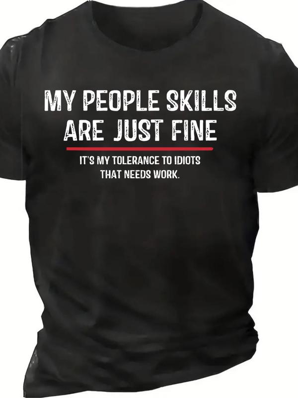 Men's Letter Print Round Neck Tee,Â Summer Clothes, Regular Fit Crew Neck Short Sleeve T-Shirt for Outdoor Daily Wear, Graphic Tees,Â Casual Summer StreetwearÂ for Men