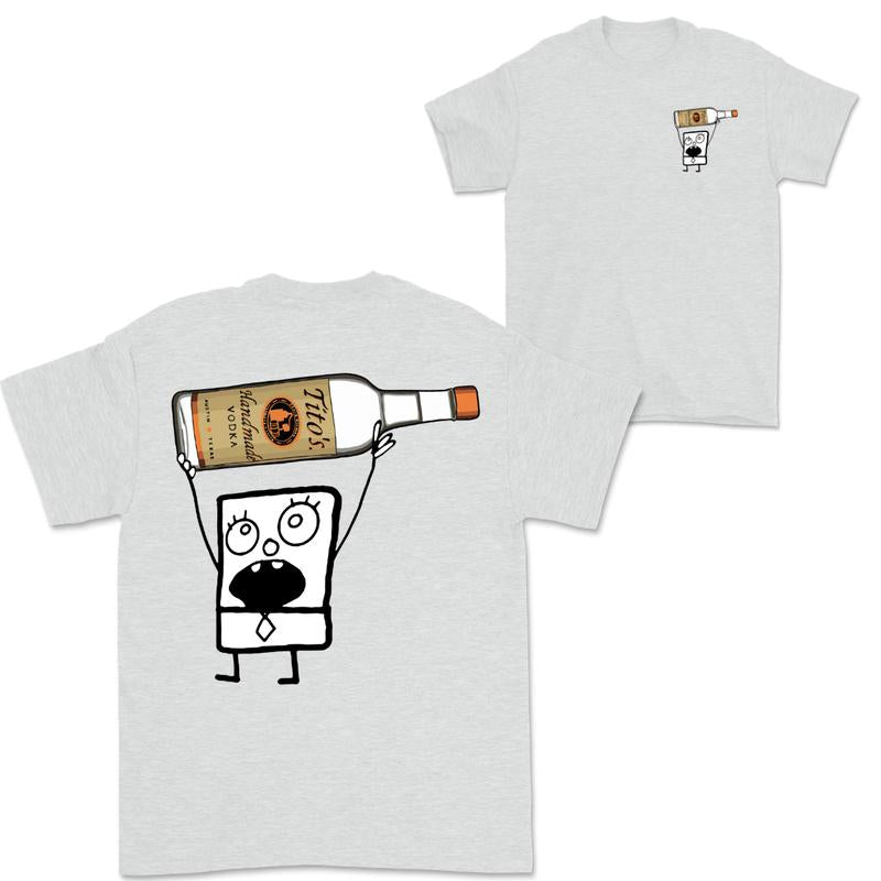 Doodlebob Titoâ€™s Vodka Drawing 2 Sided T-Shirt, Funny Drinking T-Shirt, Summer T-Shirt, Full Color T-Shirt, Unisex T-Shirt, For Men, For Women, Gift For All Menswear Top