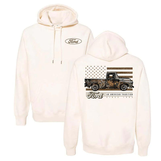 Ford Camo Truck T-shirt With â€œAn American Tradition Since 1903â€ Hoodie, Dynamic Prints, Fashion Selections For All, Menswear Unisex, Classic Cotton