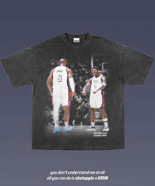 LEBRON JAMES ANTHONY EDWARDS TEE 1.0 TEE  VINTAGE TEE GRAPHIC T-SHIRT  GIFT FOR FAN